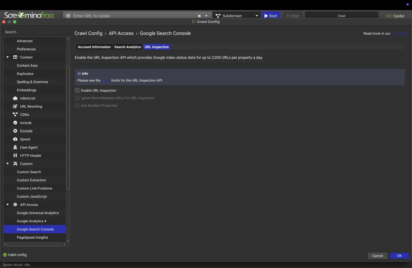 GSC URL Inspection tab