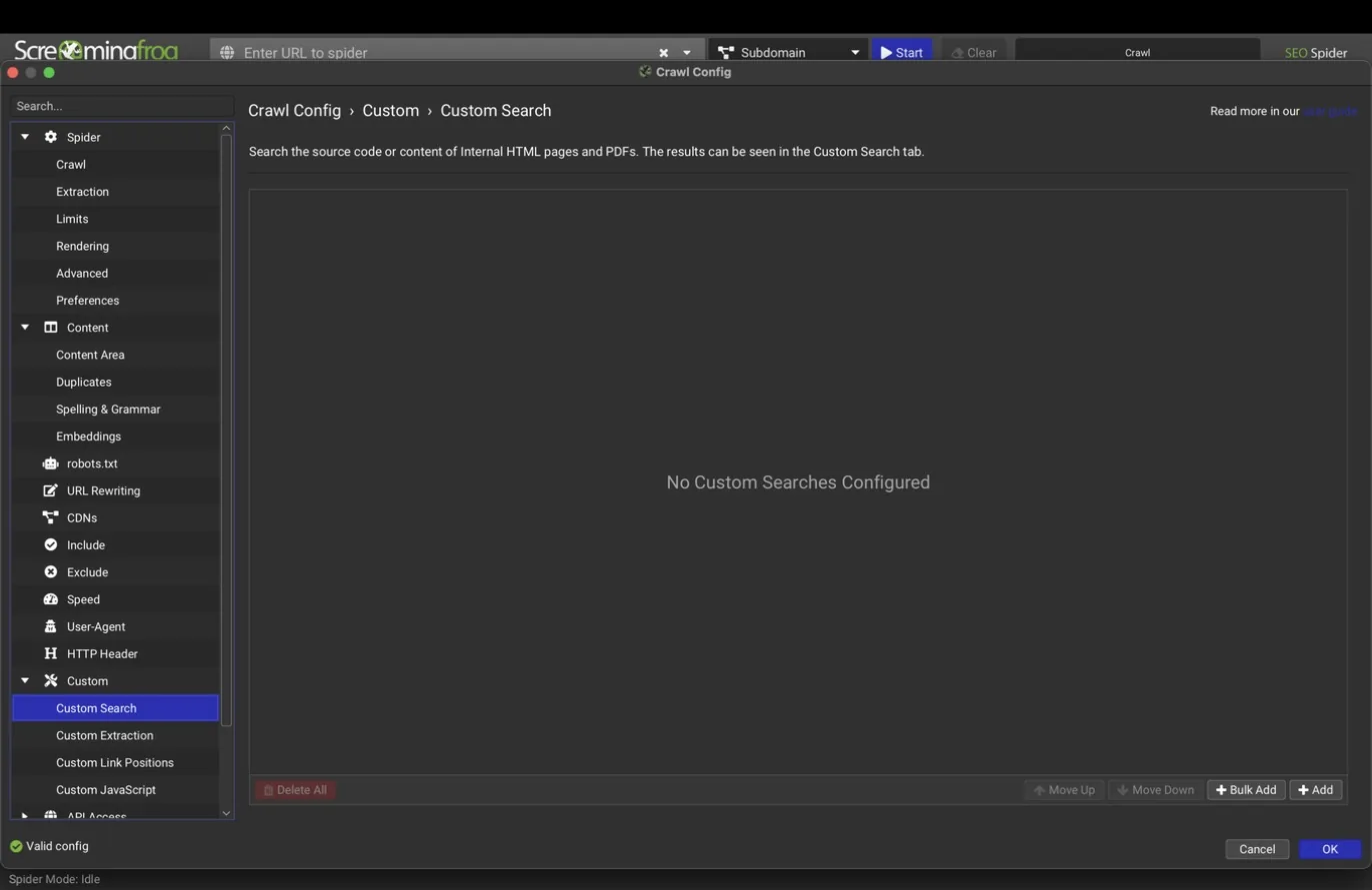Custom Search pane