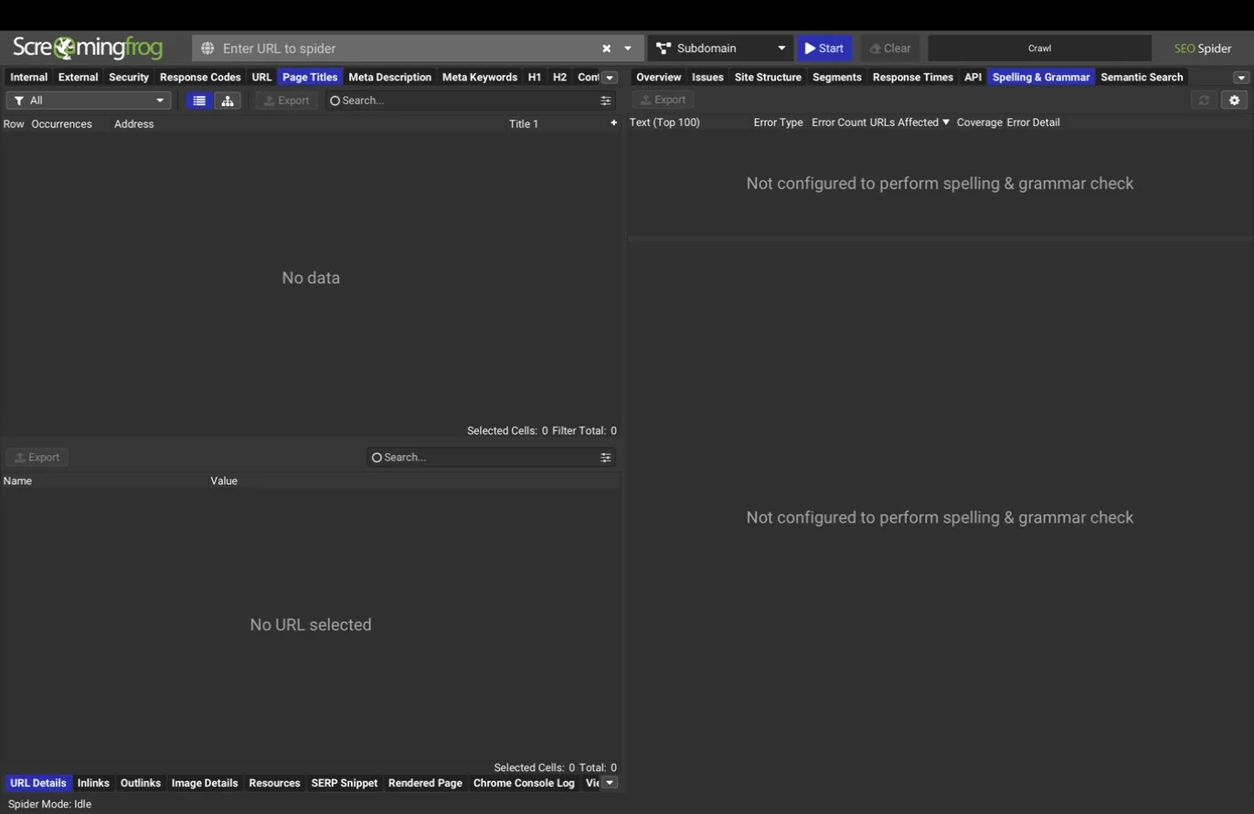 Right pane, Spelling and Grammar tab