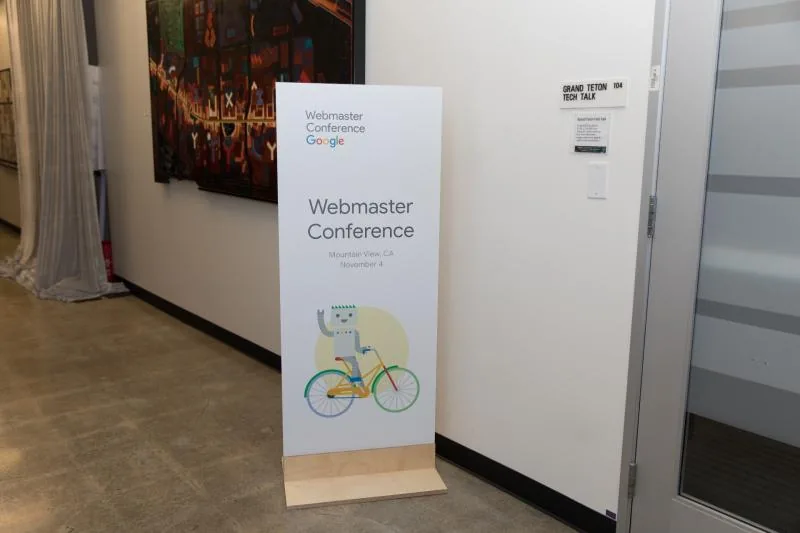 Webmaster Conference Google standee in a hallway