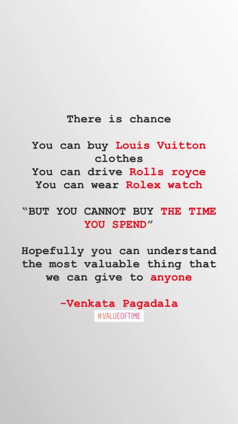 Venkata's quote card: you cannot buy the time you spend