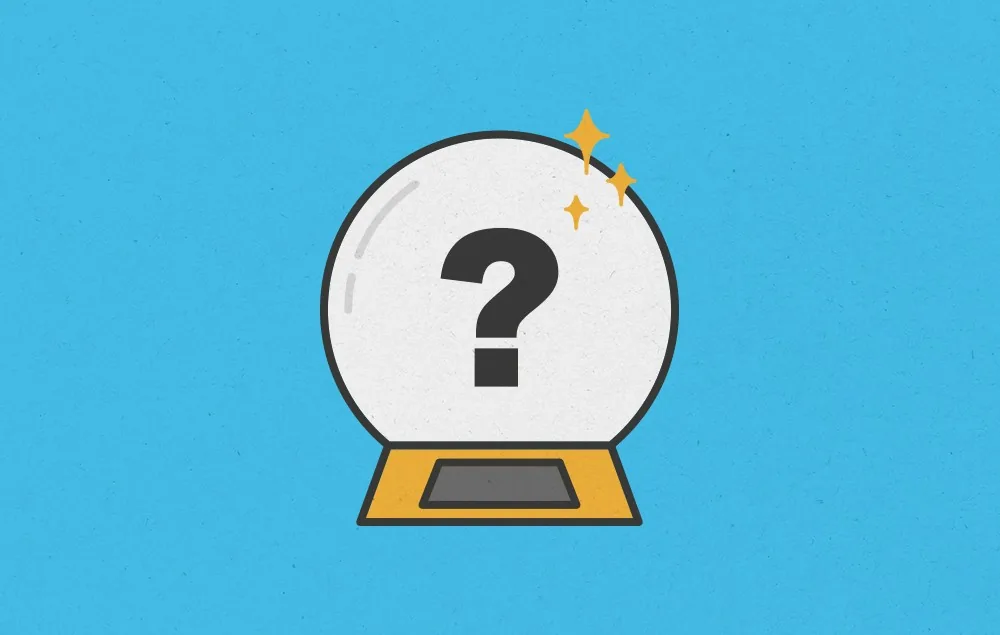 Illustration of a crystal ball with a question mark