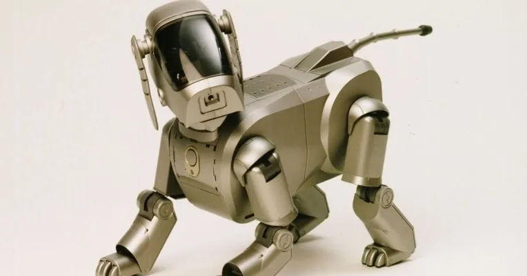 Photo of a silver robot dog