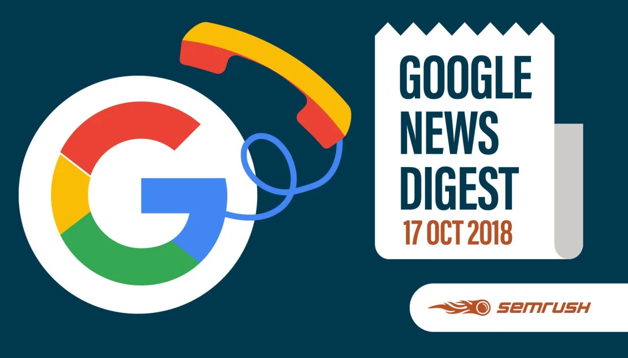 SEMrush "Google News Digest 17 Oct 2018" banner