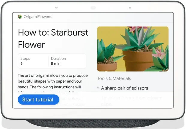 Smart display showing "How to: Starburst Flower" guided tutorial