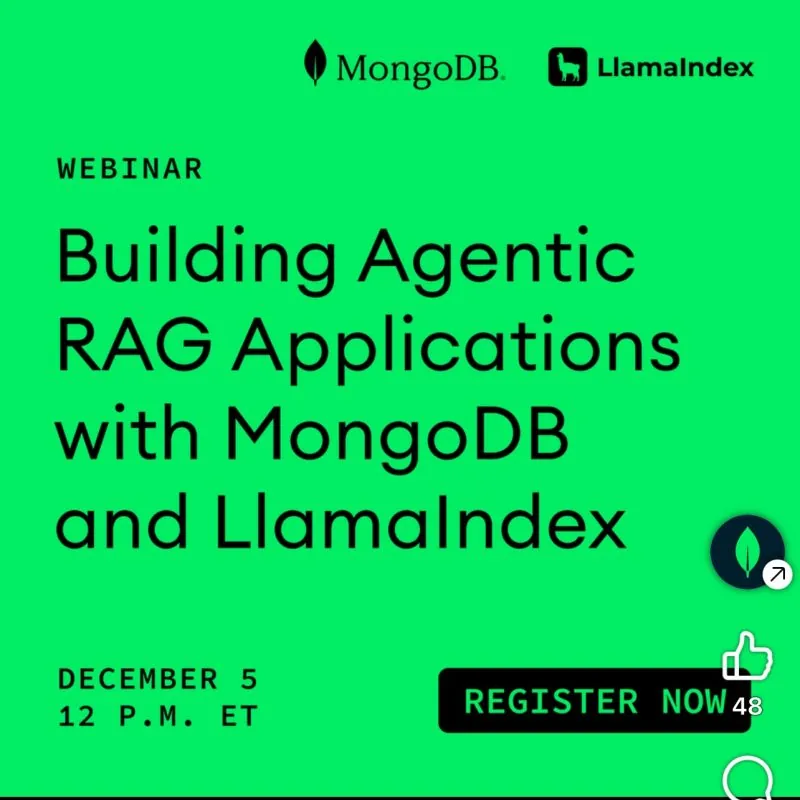 Webinar promo: Building Agentic RAG Applications with MongoDB and LlamaIndex