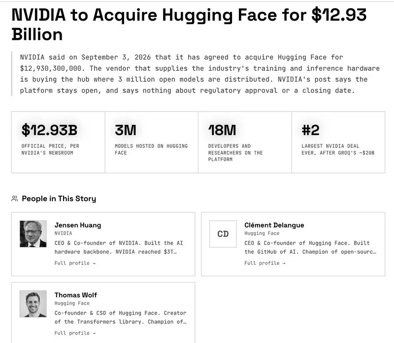 Article: NVIDIA to acquire Hugging Face for $12.93 billion