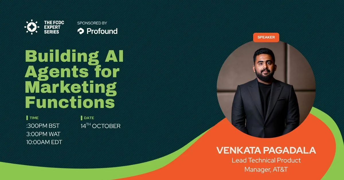 Webinar promo: "Building AI Agents for Marketing Functions" with Venkata