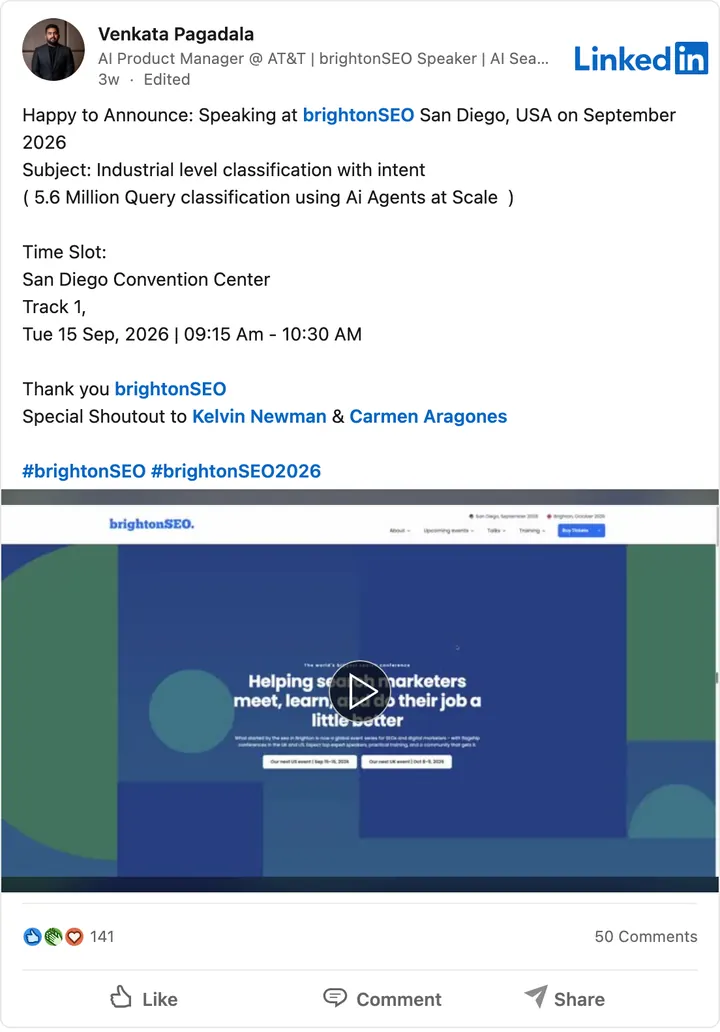 My LinkedIn post of Aug 29, 2026: Announcement