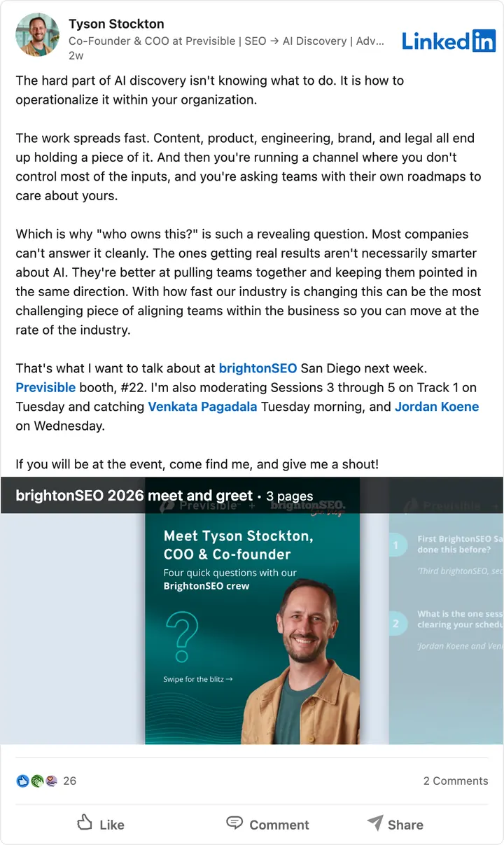 Tyson Stockton's LinkedIn post of Sep 9, 2026