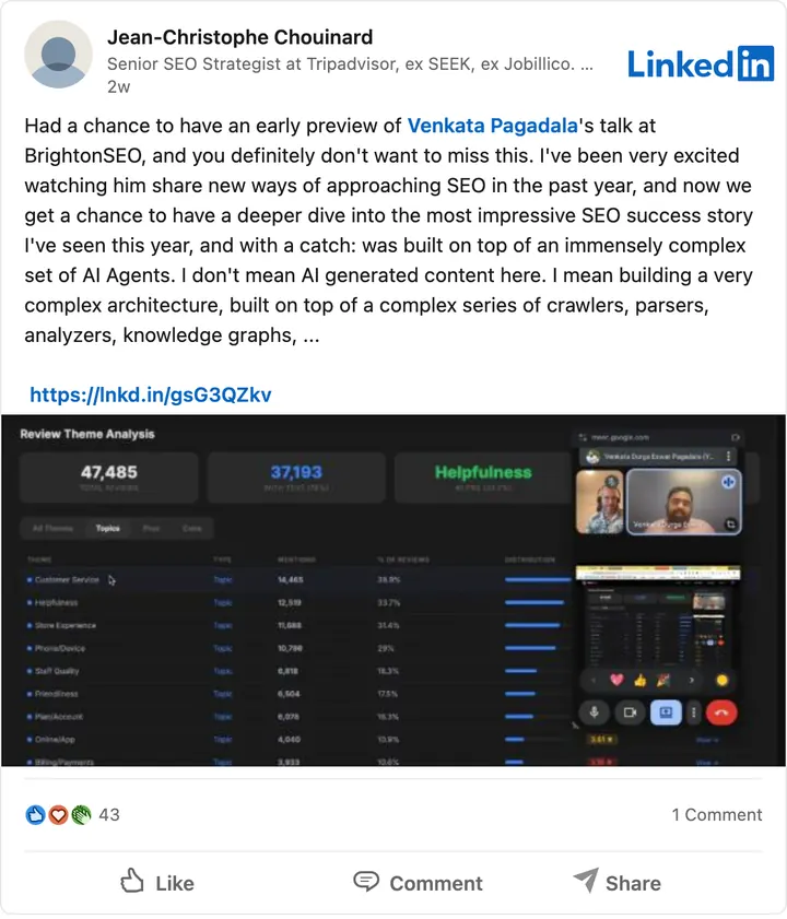 Jean-Christophe Chouinard's LinkedIn post of Sep 9, 2026