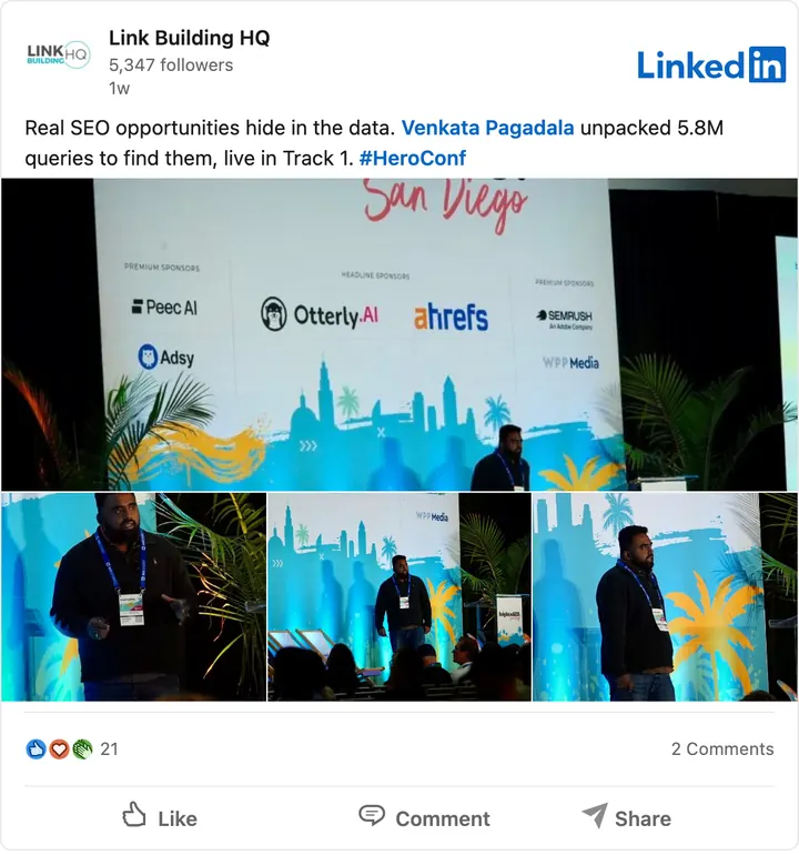 Link Building HQ's LinkedIn post of Sep 15, 2026