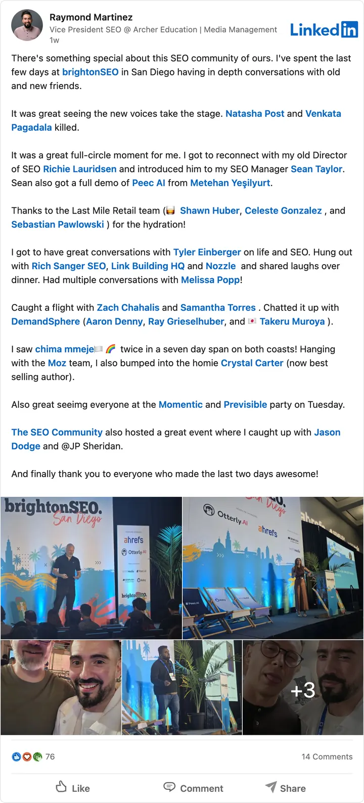 Raymond Martinez's LinkedIn post of Sep 17, 2026