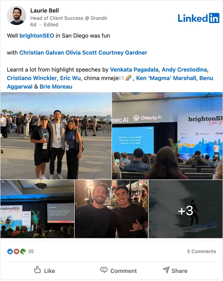 Laurie Bell's LinkedIn post of Sep 18, 2026